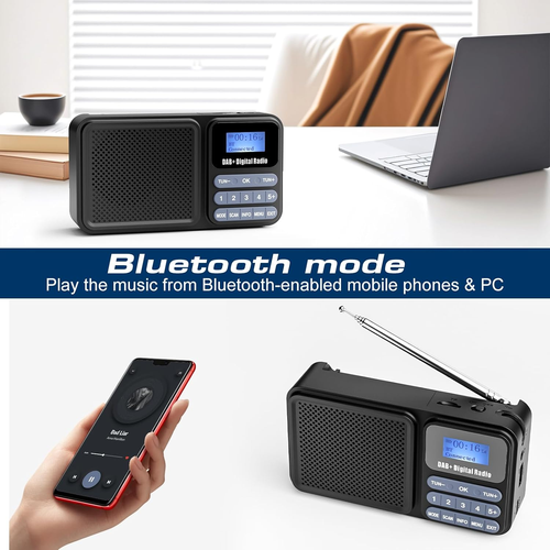 Tragbares FM Radio Solar DAB plus mit Bluetooth 5.0 USB Karte AUX 2200mAh Küche - Bild 3 von 7