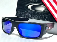 NEW Oakley Det Cord Black Matte USA Flag POLARIZED Galaxy Blue Sunglass 9253-11