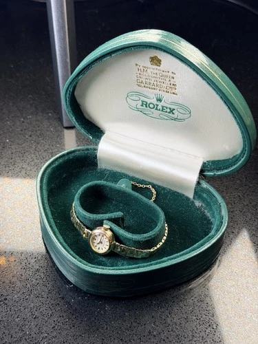 (18ct Gold) Vintage Rolex Lady Cocktail Art Deco Watch Antique 9ct Bracelet