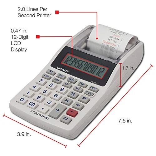 Sharp EL-1611V Handheld Printing Calculator with Tax Functions - Image 4 of 4