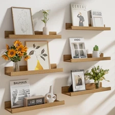 Floating Shelves Set of 6, 16" Wall Mounted Picture Ledge, Display Shelf Orga...