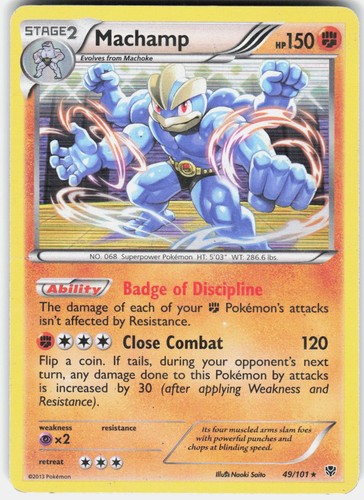 Machamp 49/101 Holo Rare Plasma Blast Pokemon Moderately Played