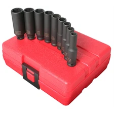 Sunex 1812 9-Piece 1/4" Drive Deep Metric Socket Impact Set