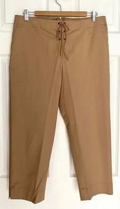 Vintage La Blanca Tan Capri Pants w Decorative Tie, Pockets & Back Zip – Sz L