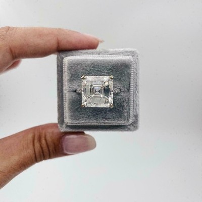 14K White Gold Finish 6.50 Ct Lab Created Asscher Diamond Engagement Ring
