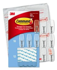Command Medium Clear Wire Toggle Hooks,10 Wall Hooks and 12 Command Strips, 3.16 per strip