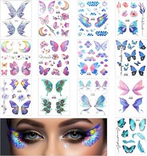 Butterfly Temporary Tattoos 13 Sheets Glitter Face Body Art Waterproof Kit