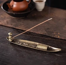 1pcs Creative Japanese Boat Incense Holder Fishing Man Aromatherapy Burner - NEW