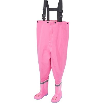 Balzer Match Pants Rain Trousers PCV Pink/Pink/Blue Tread Sole Shoulder Straps Fun
