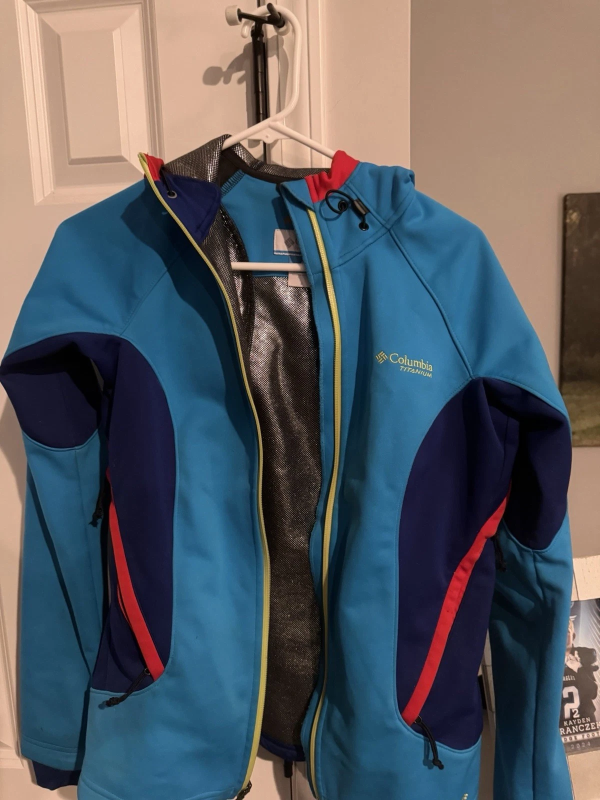 Columbia Men's Omni-Heat Colorblock Full Zip Jacket Blue Red Mid-Length S