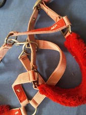 Red Fur Lined Cob Sized Headcollar