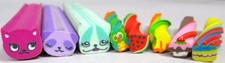 Long Tube Pencil Eraser Lot 8 Cat Panda Bear Owl Watermelon Banana Cupcake Cake