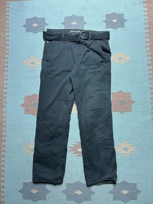 Eddie Bauer Mountain Ops Fleece Lined Gray Canvas Work Pants Rugged 33x31 - Image 1 of 4