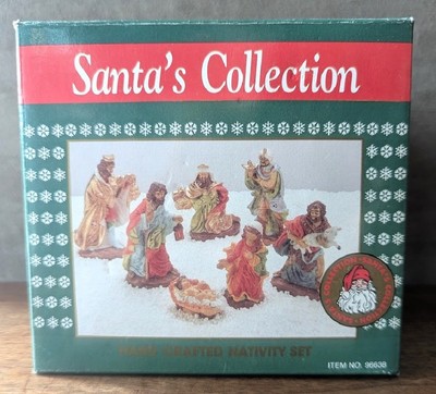 Santa's Collection Hand Crafted Nativity Set 10 Pieces Item 96638 In Box 1994