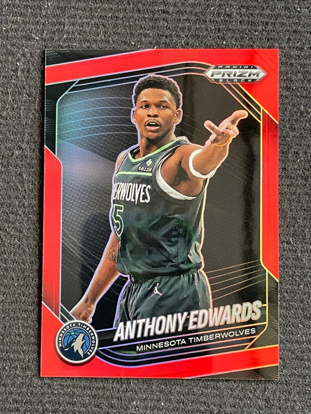Anthony Edwards 2024-25 Panini Prizm Black Red Prizm 085/299 #17