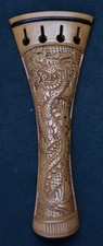 Handmade Carved boxwood violin tailpiece 4/4. Dragon design  D