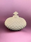 Vintage Westmoreland Milk Glass Sawtooth Covered Candy Dish Diamond Pattern READ