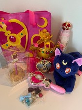 USJ Sailor Moon Character Goods Set Luna Plush Pink Bag Crown Brush Accessory