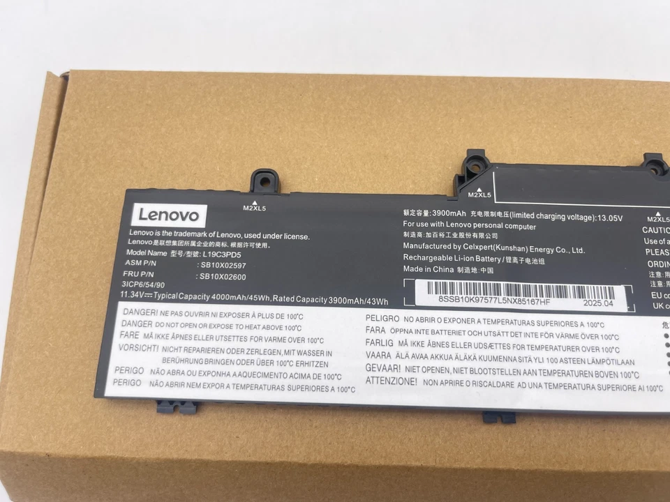 Подлинный аккумулятор 45 Втч L19C3PD5 для ноутбука Lenovo Thinkpad SB10X02597 SB10X02605 - Изображение 2 из 4
