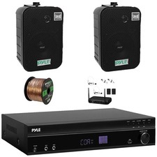 Pyle Bluetooth Karaoke Home Receiver, 2x 5.25" 400W Speakers Wireless Mic