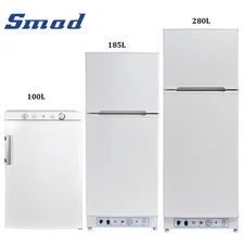 SMAD Propane Gas Refrigerator Top Freezer Fridge Camper Van Cooler AC DC 12V LPG