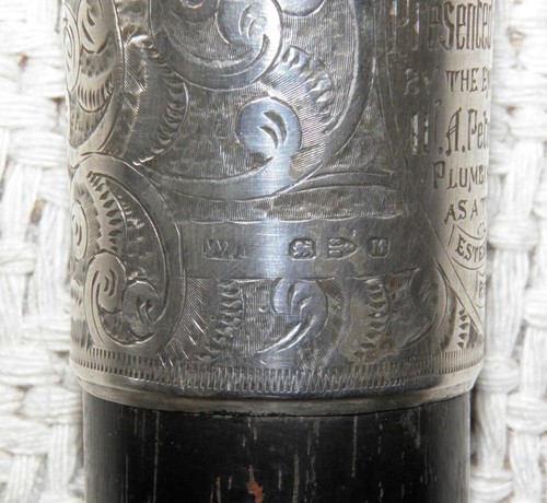 Victorian Walking Stick / Cane - Bovine Horn Crook Silver Collar Hallmarked 1895 - Picture 5 of 7
