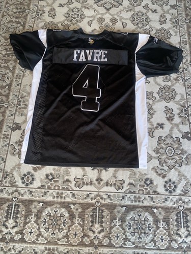 Reebok Black Minnesota Vikings #4 Brett Favre Football Jersey Size 54 50th Patch - Picture 6 of 7