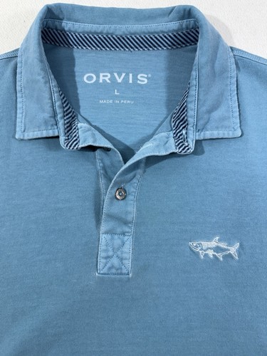Orvis Angler's Polo Short Sleeve Cotton Shirt Size L - Picture 3 of 7