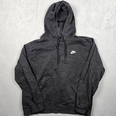 #ad Nike Hoodie Mens XL Black Club Fleece Pullover Sweatshirt Pockets Cotton Blend $19.88
