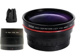 Numérique 0.43x Objectif grand angle pour Nikon Coolpix P7100 P7000 Caméra numérique