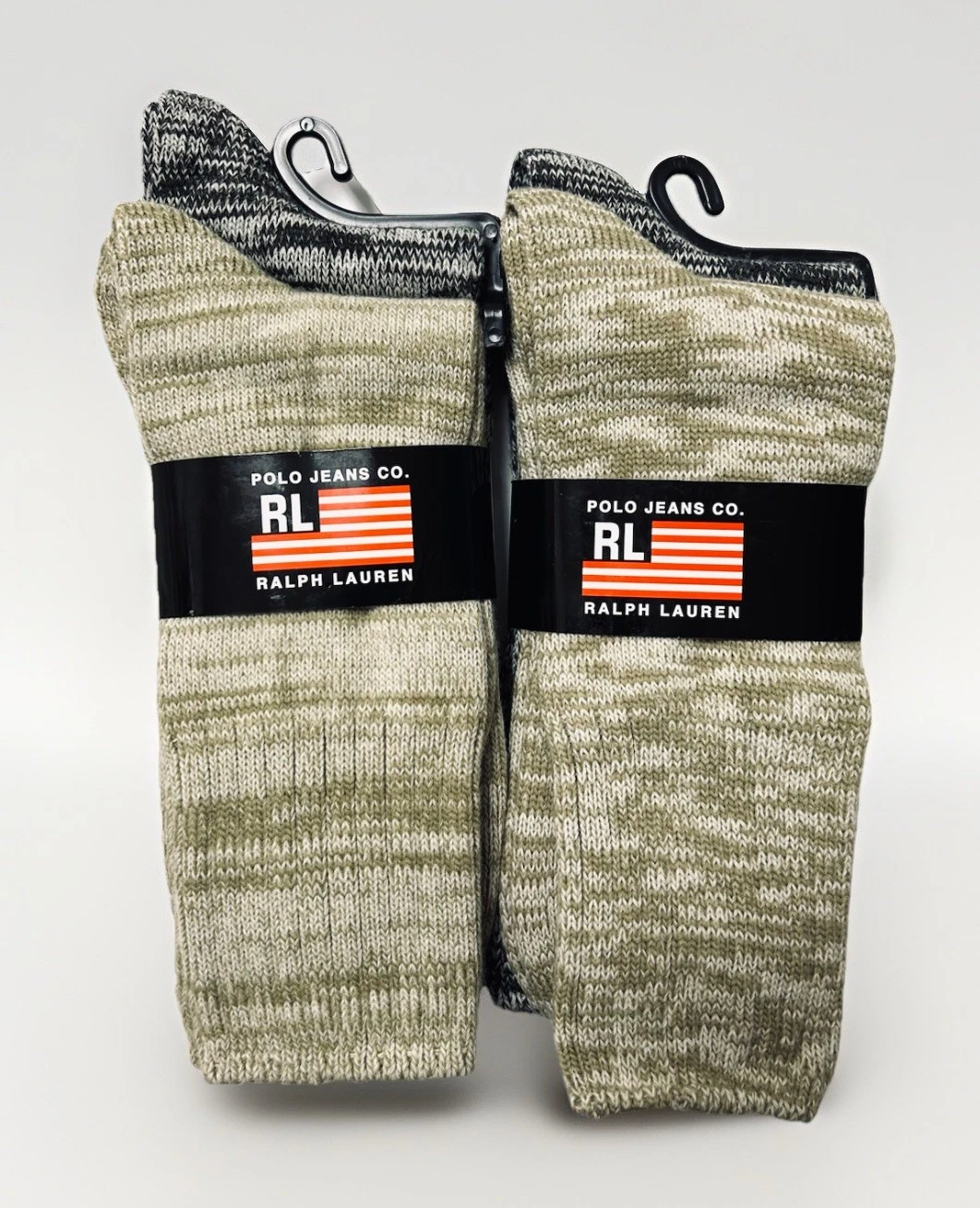 Polo Jeans Co. Ralph Lauren Socks 4 Pair Marled Knit Wool Blend Shoe 6-12.5 New!