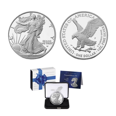 #ad 2026 P Congratulations Set American Eagle 1oz Silver Proof Coin $329.95