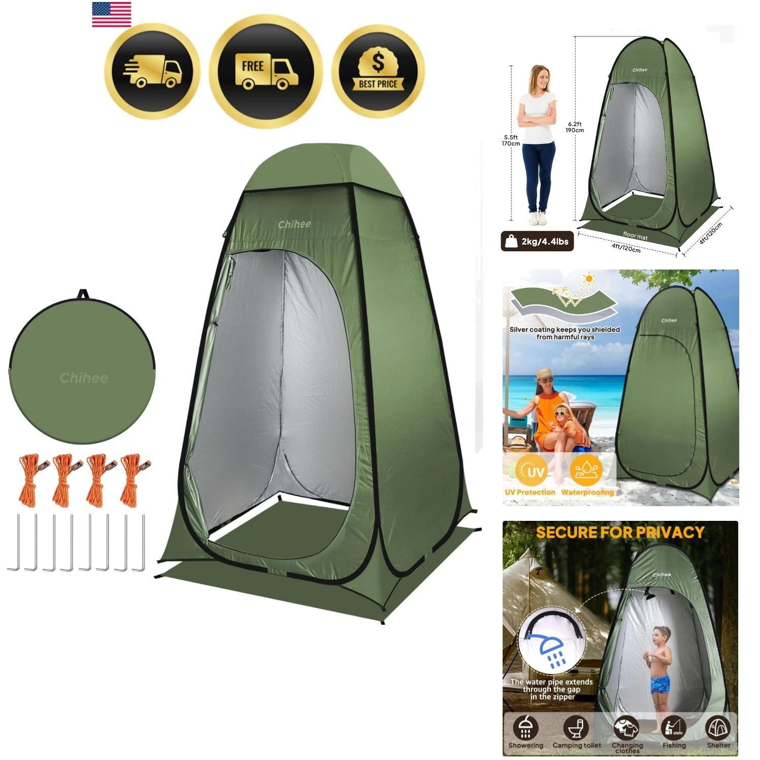 Outdoor Privacy Shelter Camping Tent Pop Up Shower Changing Room Waterproof