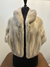 Silver Gray Vintage Mink Fur Stole Cape Bridal Wrap 50's