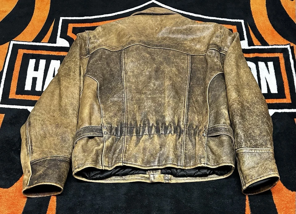 Chaqueta bombardero de cuero vintage WRD Chevignon para motociclista talla pequeña para hombre Foto 2 de 4