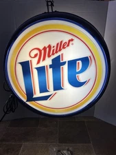 Miller Lite Beer Double Sided Pub Light Up Sign Game Room Man Cave Bar Pub NEW