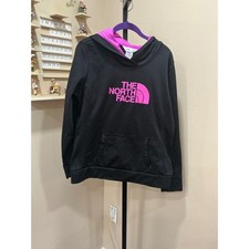The North Face Hoodie FAVE Pullover Large Black Pink Logo A6S1 Womens Sweatshirt