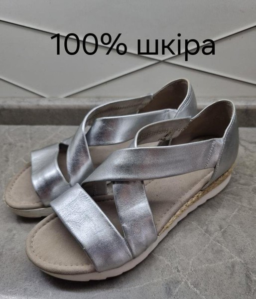 Women Gabor Heels Silver Leather 38 #7T75