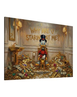 Dagobert Duck Leinwand Bild Pop Art Motivation Geld Money Luxus Tresor Gold