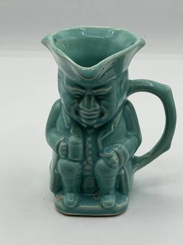 Vintage Shawnee Turquoise Pottery Toby Mug Pitcher Jug