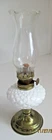 Vintage Diamond Cut Milk Glass 9 1/2" Oil Lamp