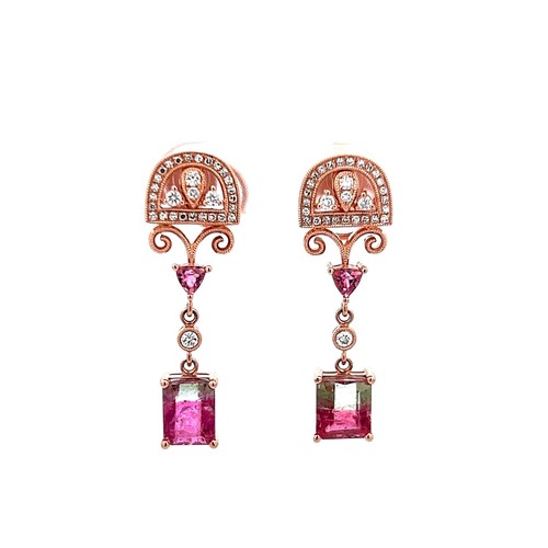 Almost 3 Carats Watermelon Tourmaline Dangling Earrings