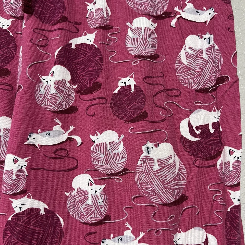 Munki Munki Rosa Rojo Mujer Grande Cordón Elastizado Pijama Pantalones Gatos Hilo Usado en Excelente Condición Foto 3 de 4