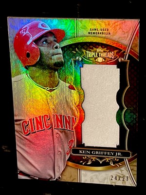 2013 KEN GRIFFEY JR TOPPS TRIPLE THREADS EMERALD JERSEY # JUMBO RELIC #24/27 HOF