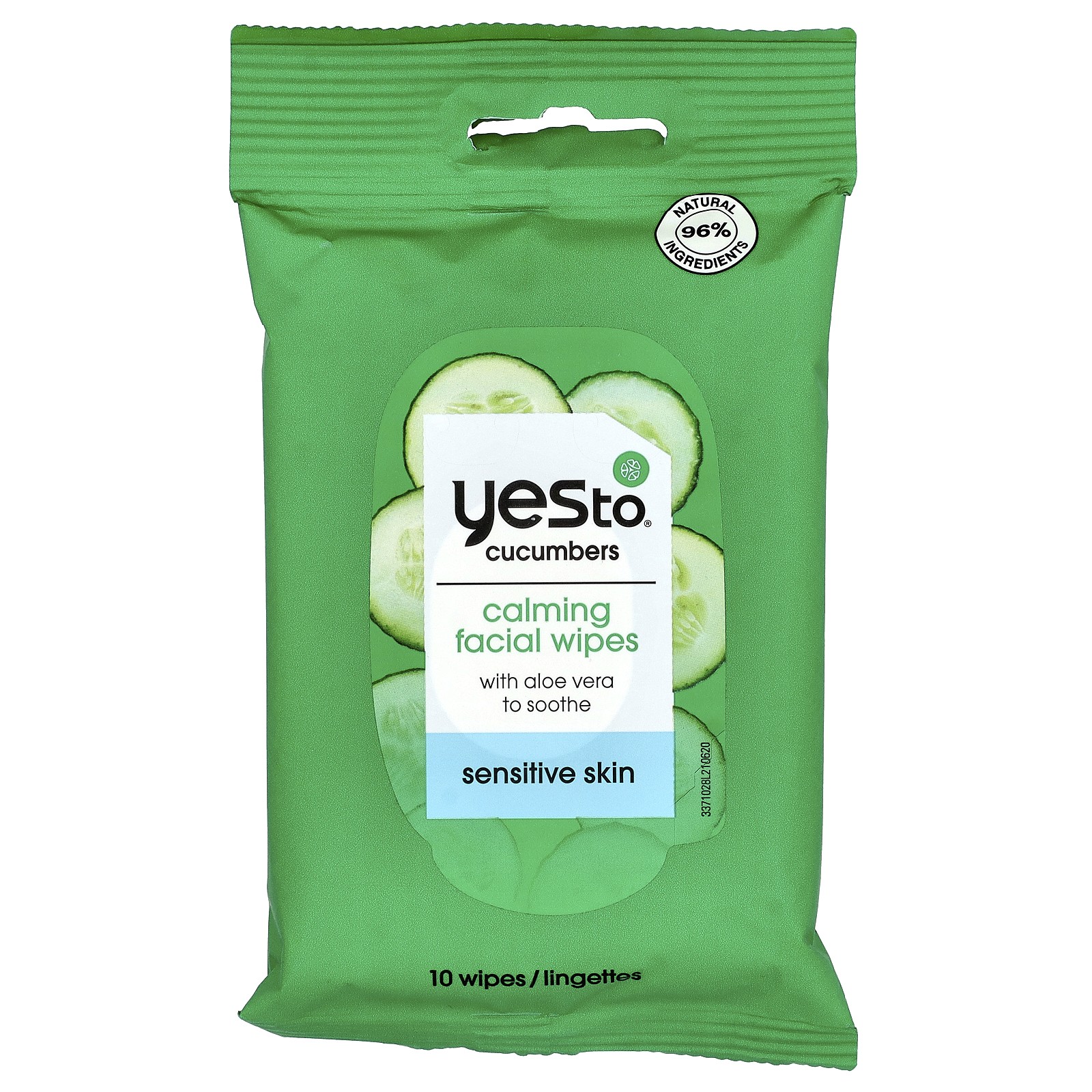Успокаивающие салфетки для лица, Чувствительная кожа, Огурцы, 10 салфеток