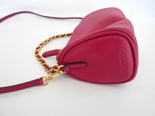 Lauren Ralph Lauren Crossbody Bag + Top Chain Handle - Hot Pink Sheep Leather - Picture 6 of 11