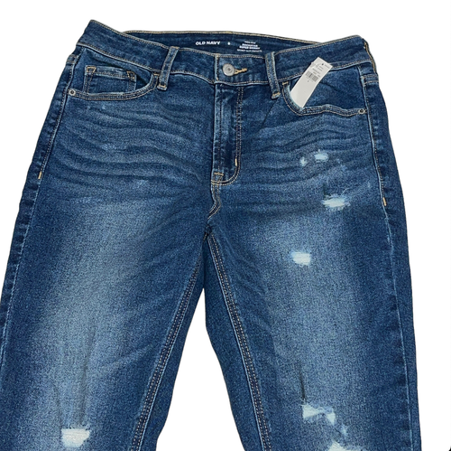 Old Navy High-rise Rockstar Super Skinny Dark Wash Womens Blue Jeans Size 8 New - Picture 2 of 10