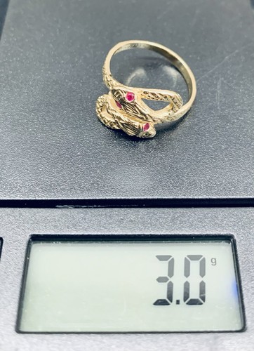 14 Karat Gelbgold Ring Schlange Rubin Augen Bandgröße 6,5 - Bild 7 von 9