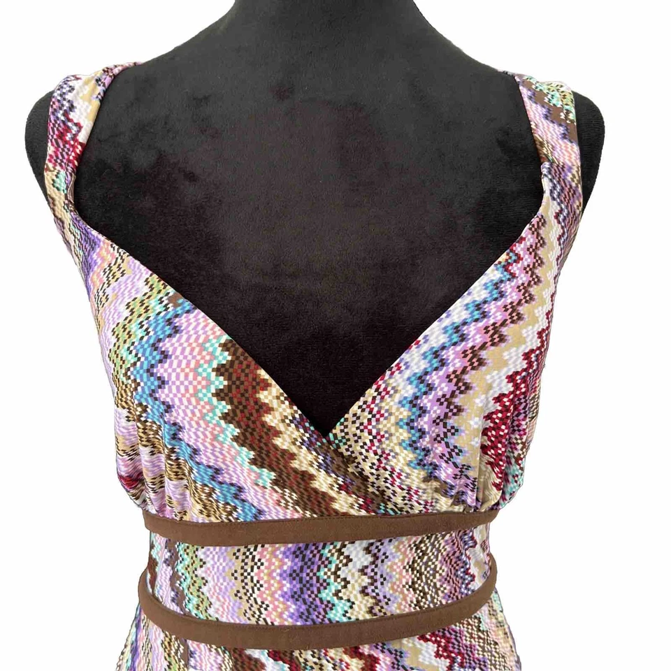 Vintage Y2k bisou bisou Slip Dress Sz L Gown Stretchy Hippie Boho Lettuce Trim - Image 4 of 4