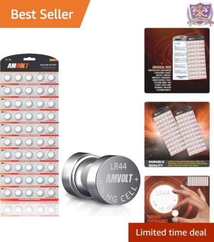 Bulk Pack of 50 Reliable Alkaline AG13 Batteries for Electronic Devices and More